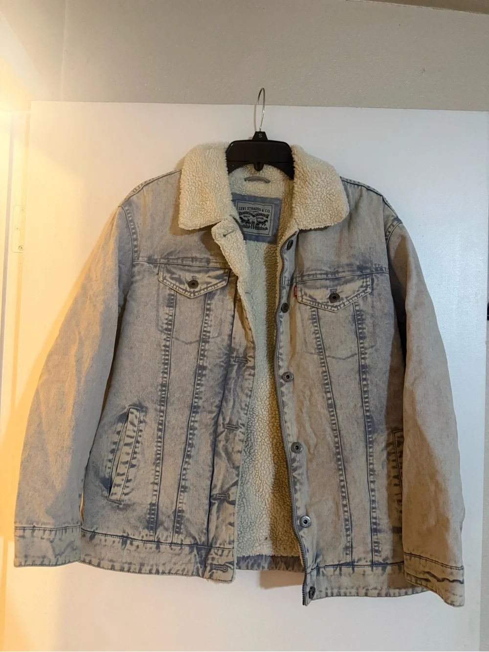Levi’s Light Acid Wash Sherpa Lined Denim Trucker Jacket